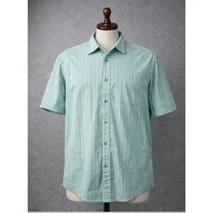 KingSize Button Down Shirt Mens 2XL Big Mint Green Stripe Short Sleeve Big Tall
